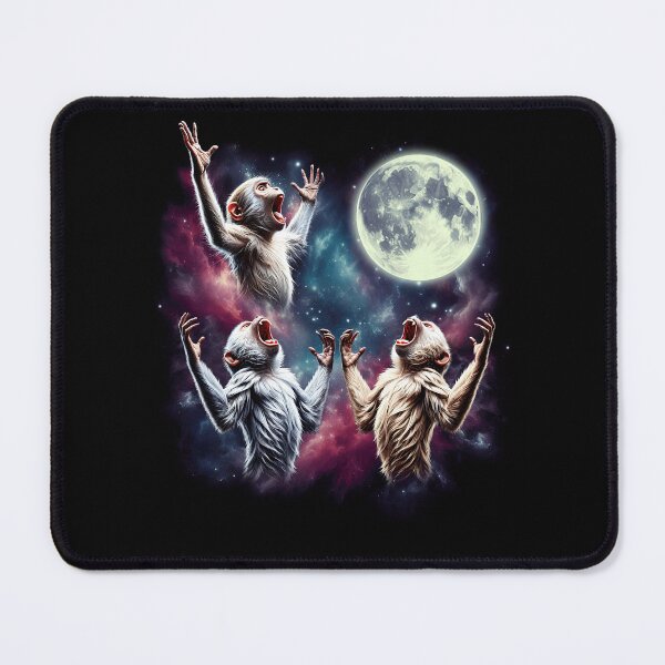Item preview, Three Monkeys Howling at Moon Funny Weird Cursed Meme designed and sold by Kimberley King Art King Art.