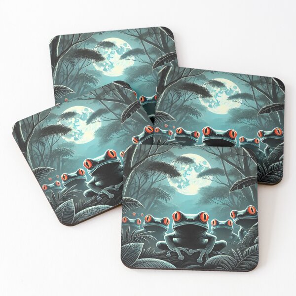 Item preview, Glowing Tree Frog Eyes at Night – Mysterious Jungle Wildlife designed and sold by NocturnalNook.