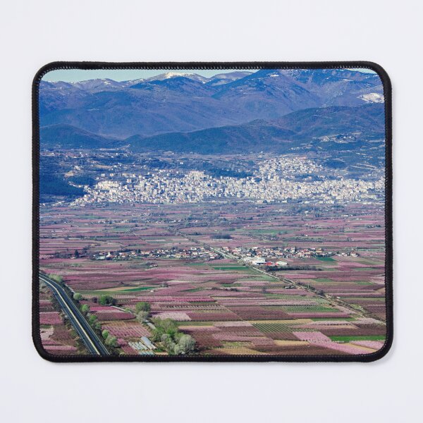 Item preview, Peach blossoms with the background of the Veroia and the snowy Vermio designed and sold by christosgr.