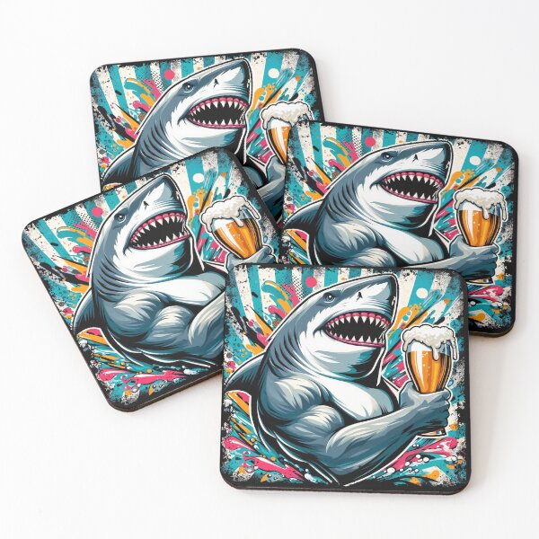 Item preview, Shark with Beer - Swim Fast Drink Slow designed and sold by QuirkySpark.
