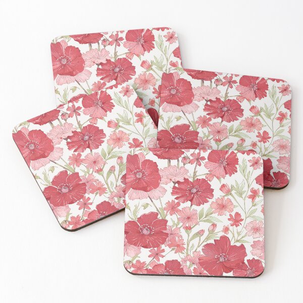 Item preview, Red and Pink Floral Illustration With Greenery designed and sold by CoolPixels.