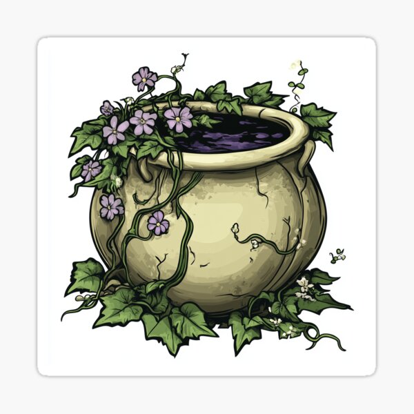 Item preview, Witches cauldron covered in vines designed and sold by KaitJDesign.