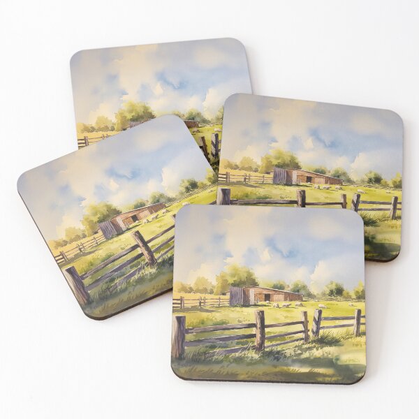 Item preview,   Serene Watercolor Farm Countryside Painting with Livestock designed and sold by AnimalAirtistry.