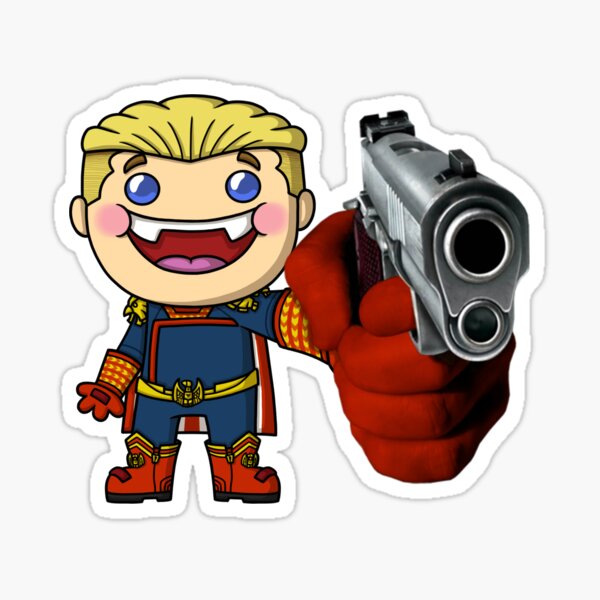Vista previa del artículo con la obra «Homelander con una pistola», diseñado y vendido por CEOofHomelander.
