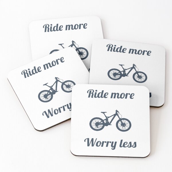 Item preview, Ride More, Worry Less_Blue – Minimalist Cycling Quote designed and sold by KarlMast.
