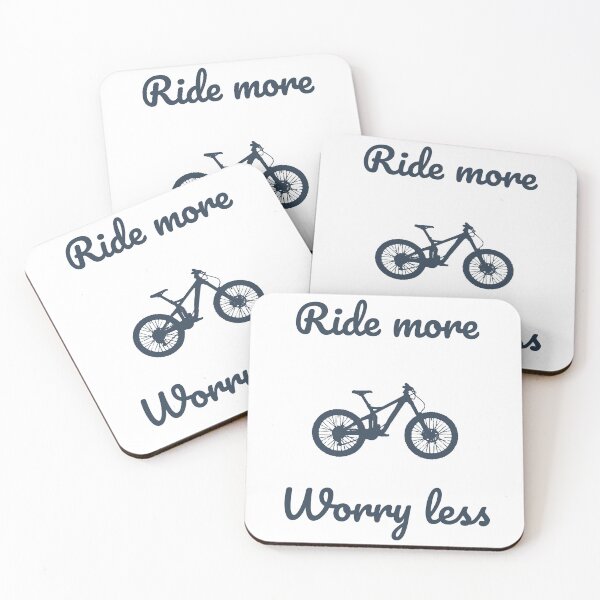 Item preview, Ride More, Worry Less_V2_Blue – Minimalist Cycling Quote designed and sold by KarlMast.