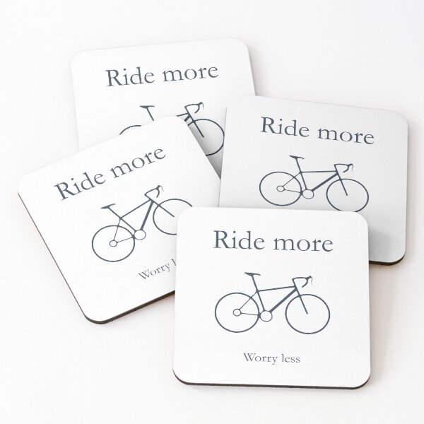 Item preview, Ride More, Worry Less_V3_blue – Minimalist Cycling Quote designed and sold by KarlMast.