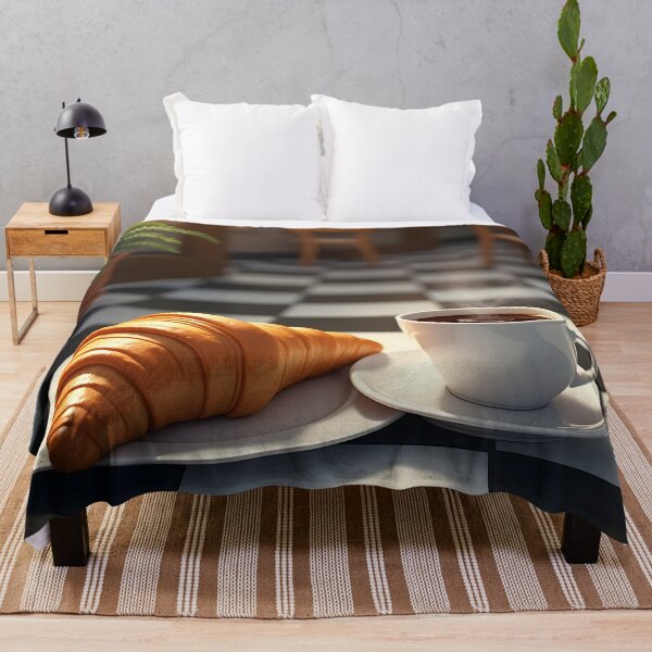 Item preview, Morning Delight - Coffee and Croissant Art Print designed and sold by AbstractAuraArt.