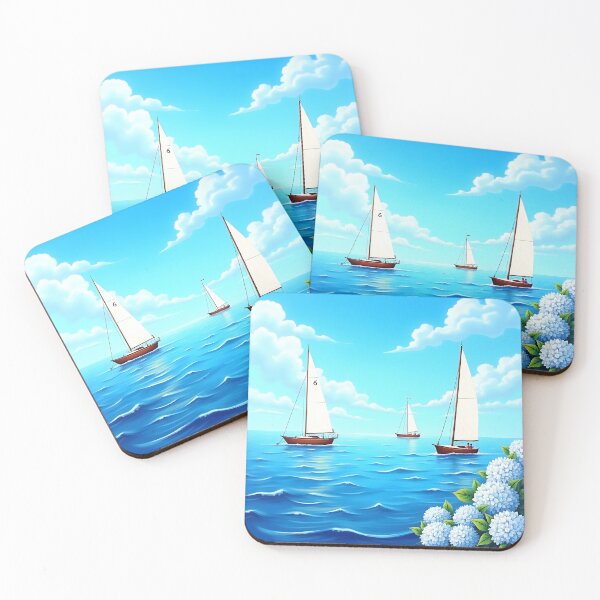 Item preview, Sunny Day Sailing - Nautical Art Print designed and sold by AbstractAuraArt.