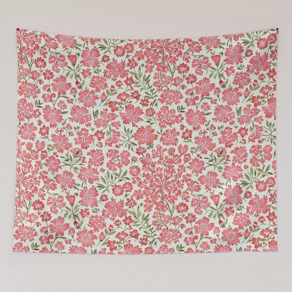 Item preview, Seamless Pink Floral Pattern with Green Leaves designed and sold by CoolPixels.