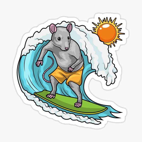 Vista previa del artículo con la obra «Rata surfista de verano», diseñado y vendido por Snabdesign84.