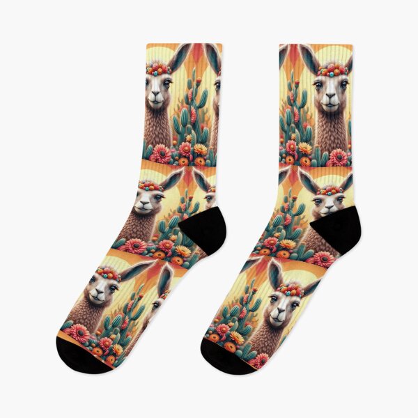 Item preview, Happy llama retro with flowers fairy tale cartoon figurine, Peru, the Andes, pink, alpaca designed and sold by Coolparrotgirl.