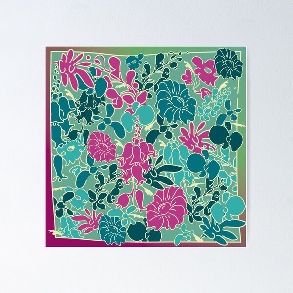 Item preview, Green and purple flowers from the sixties designed and sold by JoseYeste.