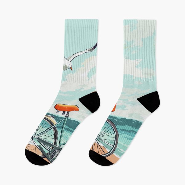 Item preview, Vintage Beach Bicycle with Seagull – Coastal Love Illustration designed and sold by Moss and Moon Studio.