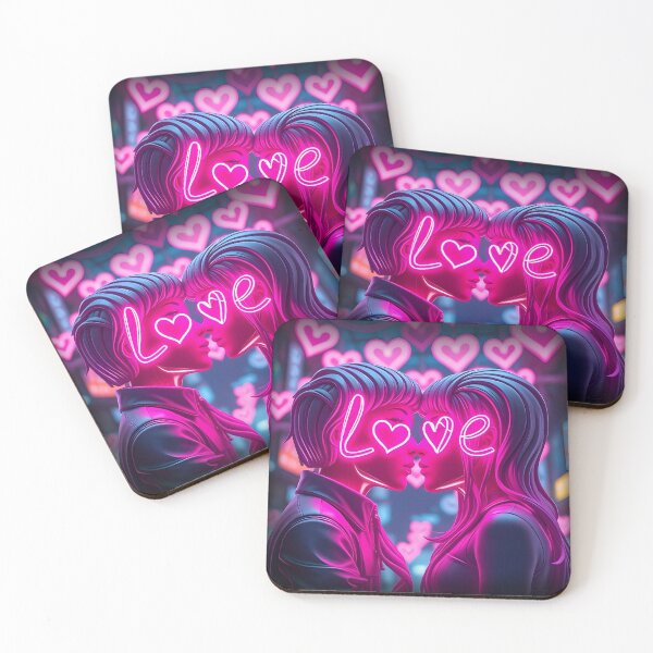 Item preview, Cyberpunk Neon Love – Futuristic Romantic Couple Illustration designed and sold by FusionCipher.
