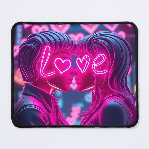 Item preview, Cyberpunk Neon Love – Futuristic Romantic Couple Illustration designed and sold by FusionCipher.