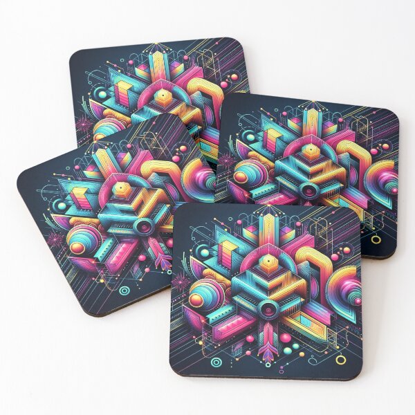 Item preview, neon colors with geometric,decorative patterns designed and sold by Dogandesighn.