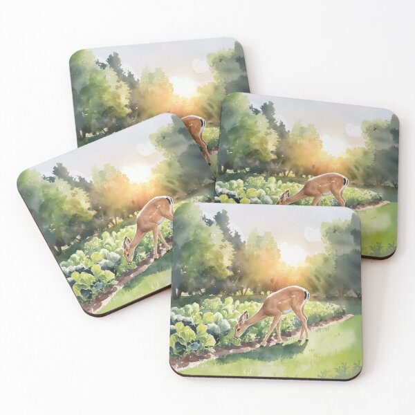 Item preview,   Serene Backyard Scene with Grazing Deer and Lush Greenery designed and sold by AnimalAirtistry.