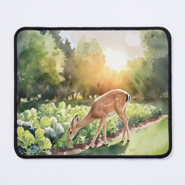 Item preview,   Serene Backyard Scene with Grazing Deer and Lush Greenery designed and sold by AnimalAirtistry.
