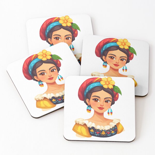 Item preview, Mexican Woman Clipart Icon for Mobile Game in Cartoon Style with Colorful Ribbons, Bold Lines, and a Vibrant Cinco de Mayo Theme designed and sold by ArtPetrenko90.