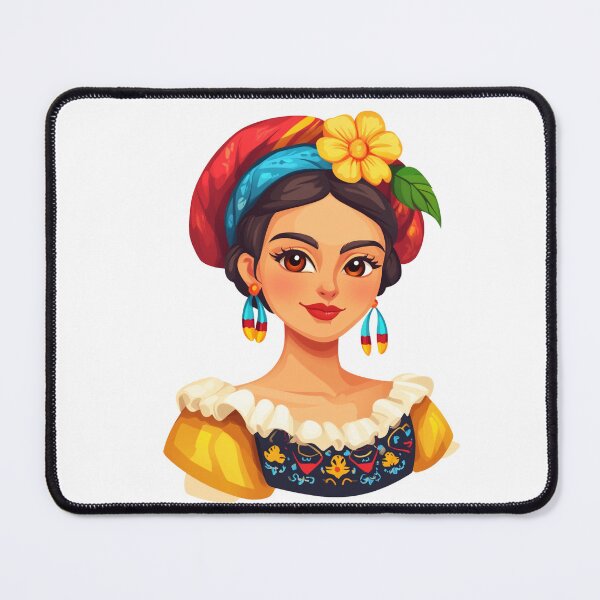 Item preview, Mexican Woman Clipart Icon for Mobile Game in Cartoon Style with Colorful Ribbons, Bold Lines, and a Vibrant Cinco de Mayo Theme designed and sold by ArtPetrenko90.