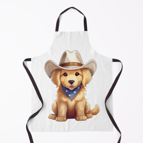 Item preview, golden retriever puppy dog wearing cowboy hat and bandana designed and sold by planetgolden.