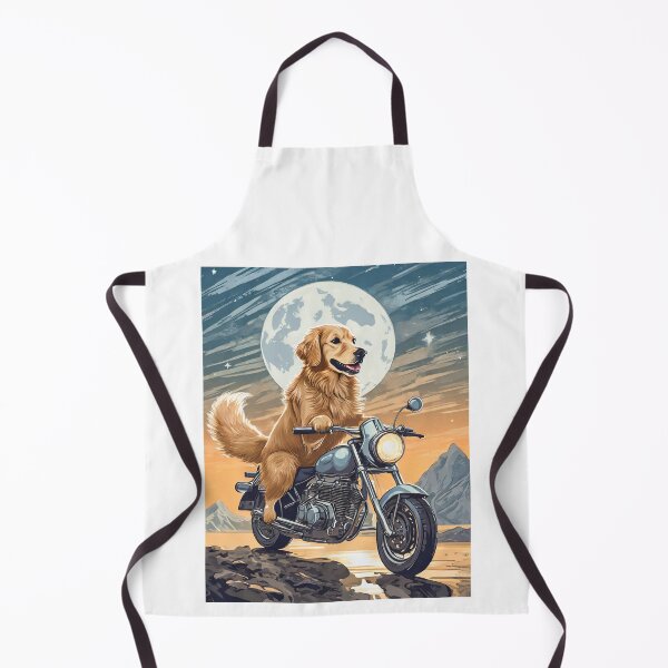 Item preview, golden retriever dog riding a motorbike on the surface of the moon designed and sold by planetgolden.