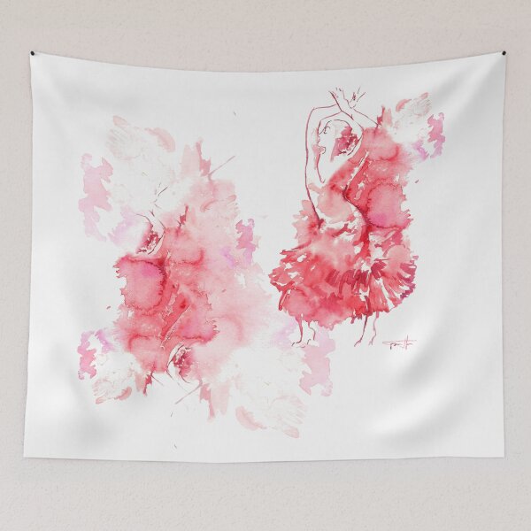 Item preview, Watercolor drawing of a woman dancing Flamenko in red dress.  designed and sold by VB Accessories.