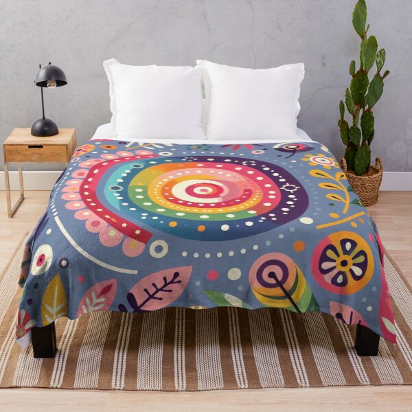 Item preview, Scandinavian Folk Art Spiral – Colourful Floral Whimsy by heidiannemorris designed and sold by FOLK ART FUSION by heidiannemorris.