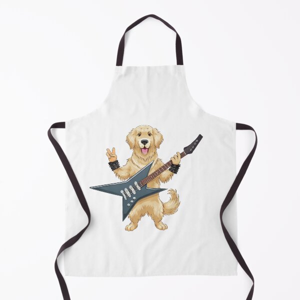 Item preview, golden retriever dog playing eighties heavy metal guitar with rock hand salute designed and sold by planetgolden.