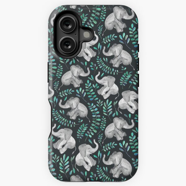 Item preview, Laughing Baby Elephants – emerald and turquoise designed and sold by micklyn.