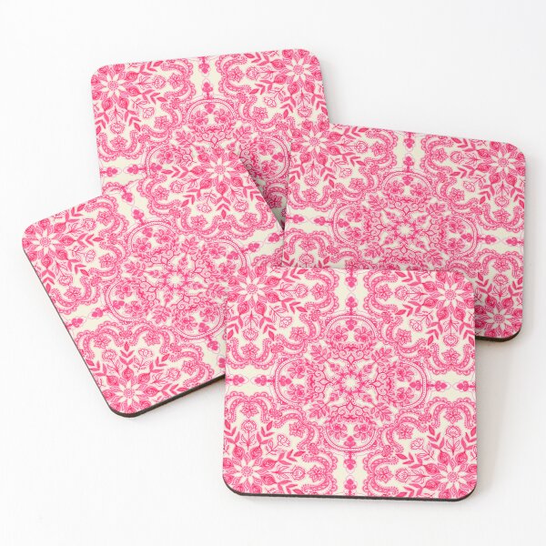 Item preview, Hot Pink & Soft Cream Folk Art Pattern designed and sold by micklyn.