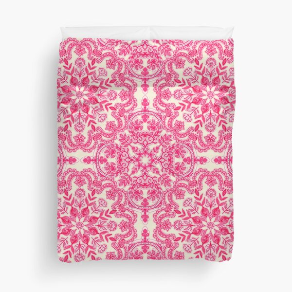 Item preview, Hot Pink & Soft Cream Folk Art Pattern designed and sold by micklyn.