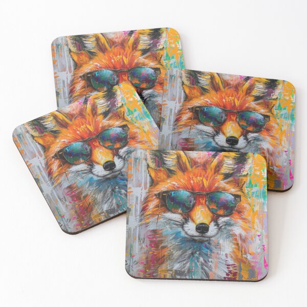 Item preview, Cool Fox with Sunglasses in Abstract Colors designed and sold by UtasArtworks.