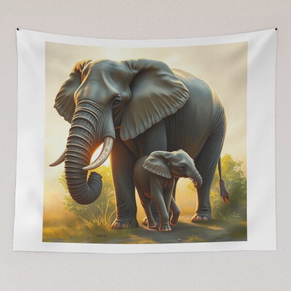 Item preview, A majestic elephant with her baby elephant. designed and sold by CHRIST5000.