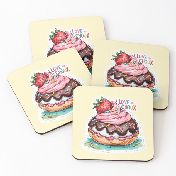 Item preview, I LOVE CHOUX – Cute Strawberry & Cream Choux Pastry Sticker 3 designed and sold by anutash2020.