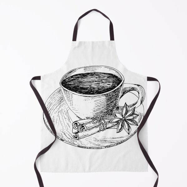 Item preview, Watercolor illustration with a cup of coffee or tea on a white saucer and a cinnamon stick with anise. designed and sold by TanyaKremen.