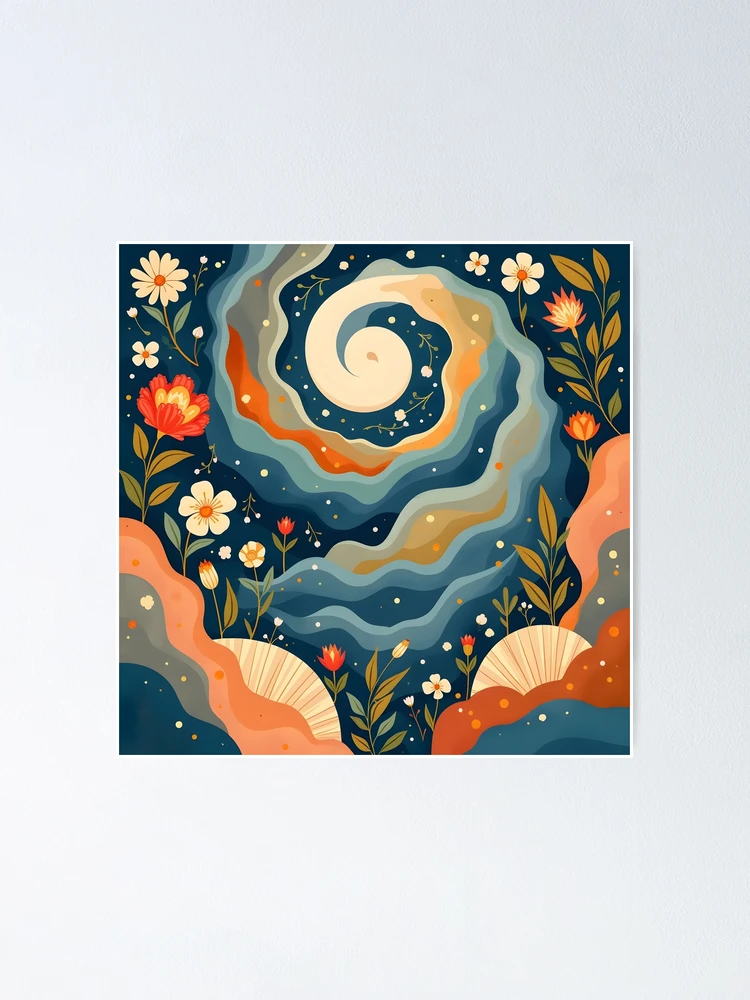 Thumbnail 1 of 3, Poster, Cosmic Floral Dreamscape designed and sold by AbstractArray.