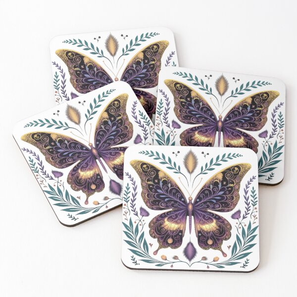 Item preview, Metallic Purple and Teal Floral Butterfly3 designed and sold by BirdsnStuff.