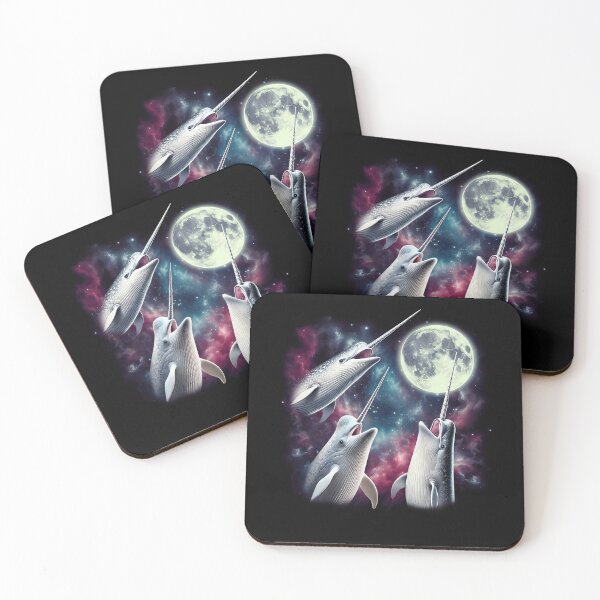 Item preview, Three Narwhals Howling at Moon Funny Weird Cursed Meme designed and sold by Kimberley King Art  King Art.