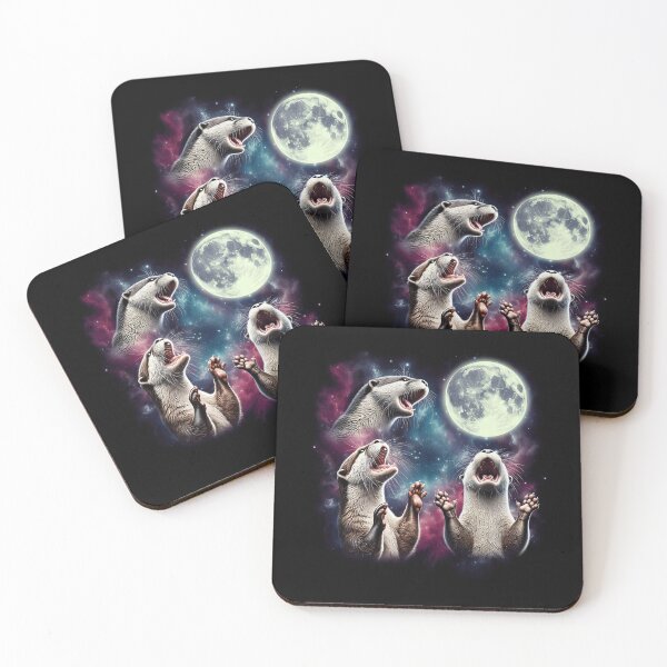 Item preview, Three Otters Howling at Moon Funny Weird Cursed Meme designed and sold by Kimberley King Art  King Art.