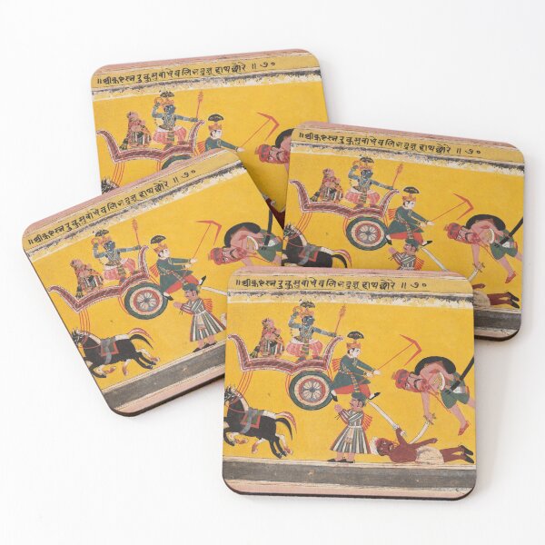 Item preview, Abduction of Rukmini Krishna Tied the Hands of Rukma, from a Bhagavata Purana, c. 1640. Central India, Madhya Pradesh, Malwa. Gum tempera designed and sold by Vintage Designs +.
