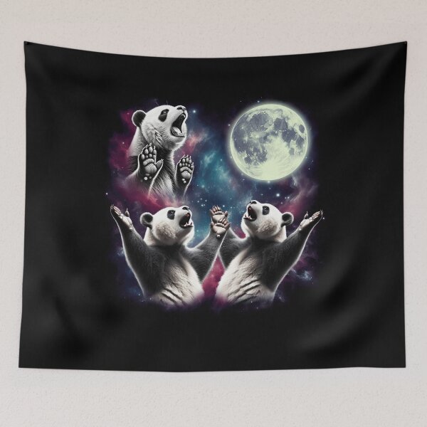 Item preview, Three Pandas Howling at Moon Funny Weird Cursed Meme designed and sold by Kimberley King Art  King Art.
