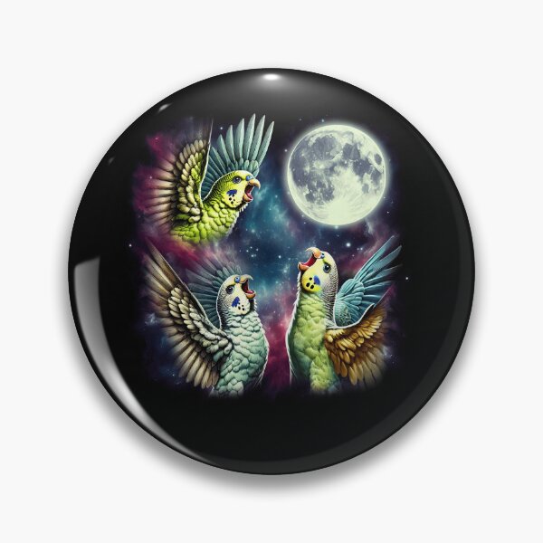 Item preview, Three Parakeets Howling at Moon Funny Weird Cursed Meme Parrot Lover designed and sold by Kimberley King Art  King Art.