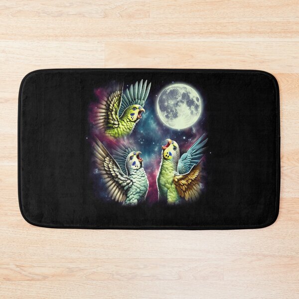 Item preview, Three Parakeets Howling at Moon Funny Weird Cursed Meme Parrot Lover designed and sold by Kimberley King Art  King Art.