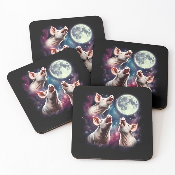 Item preview, Three Pigs Howling at Moon Funny Weird Cursed Meme designed and sold by Kimberley King Art  King Art.