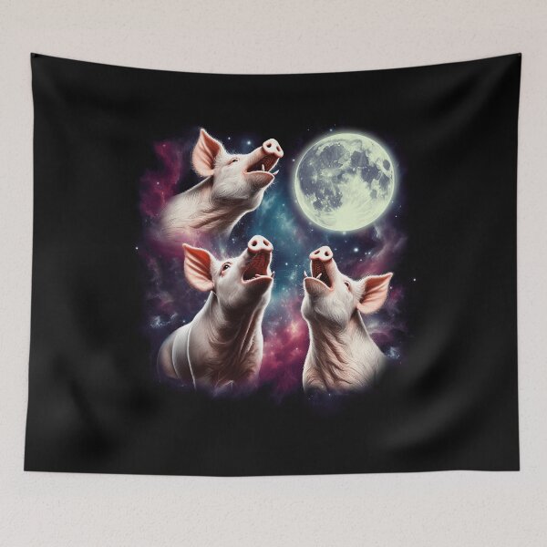 Item preview, Three Pigs Howling at Moon Funny Weird Cursed Meme designed and sold by Kimberley King Art  King Art.