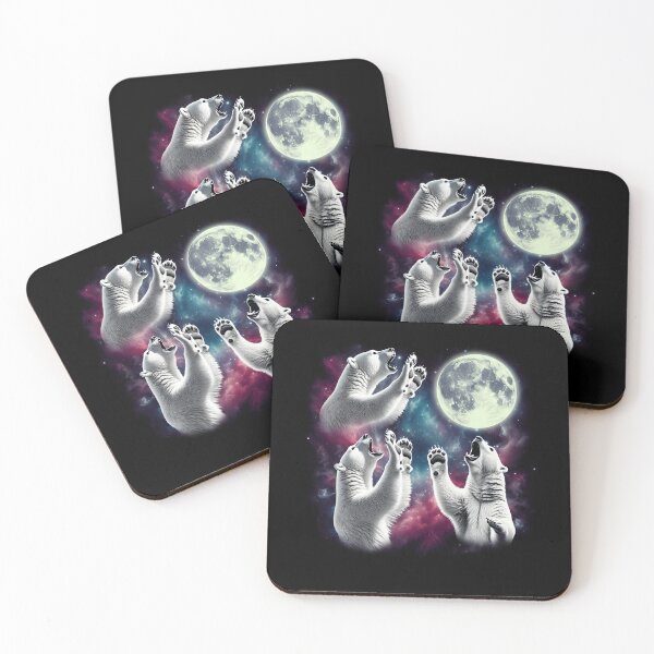 Item preview, Three Polar Bears Howling at Moon Funny Weird Cursed Meme designed and sold by Kimberley King Art  King Art.