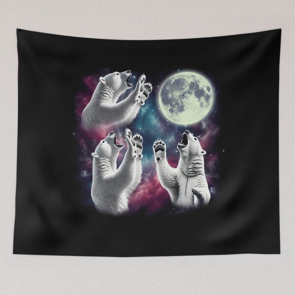 Item preview, Three Polar Bears Howling at Moon Funny Weird Cursed Meme designed and sold by Kimberley King Art  King Art.