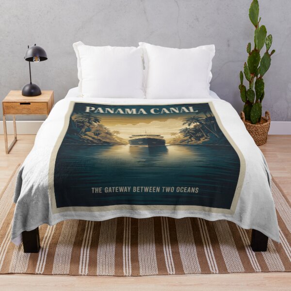 Item preview, Panama Canal Retro Vintage Travel Poster – Tropical Ship Passage, Vintage Travel Art designed and sold by pod24.